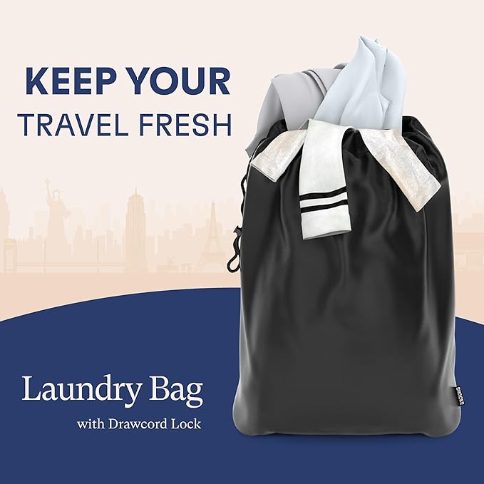 Shacke Premium 5 Packing Cubes Set - Lightweight Mesh Travel Luggage Organizers with Laundry Bag, 5-Piece Suitcase Storage System (Black)