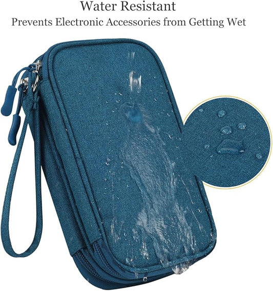 Electronics Organizer Travel Case, Water Resistant Cable Organizer Bag Cord Organizer Pouch for Cable, USB, Charger, Phone, Power Bank, Earphone, Electronics Accessories (Dark Green, Medium)