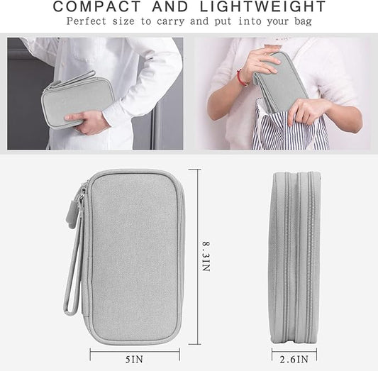 Skycase Electronic Organizer Travel Case - Waterproof Travel Cord Pouches for Organization, Cable Organizer, All-in-One Double Layers Storage Bag for Accessories, Charger, Cable, Grey-1