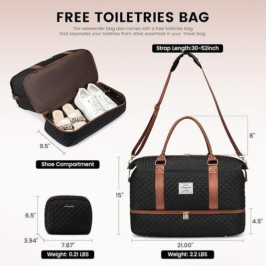 LOVEVOOK Travel Duffle Bag,Weekender Bags for Women with Shoe Compartment,Carry on Overnight Bag with Toiletry Bag,Gym Duffel Bag with Wet Pocket, Hospital Bags for Labor and Delivery
