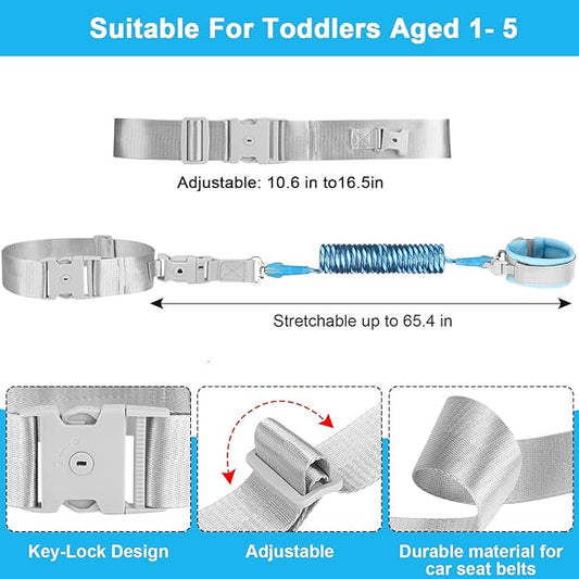 Accmor Reflective Toddler Belt Leash, 2 in1 Anti Lost Wrist Link for Baby, kid Anti Lost Waist Band Child Leash with Lock for Boys Girls, Child Walking Harness Wristband Rope Tether for Outdoor Travel