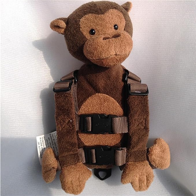Monkey 2-in-1 Toddler Safety Harness Backpack with Leash - Adjustable Anti-Lost Walking Strap for Ages 3+, Child Safety Harness with Cute Backpack for Boys Girls, Indoor Outdoor Travel (Brown)