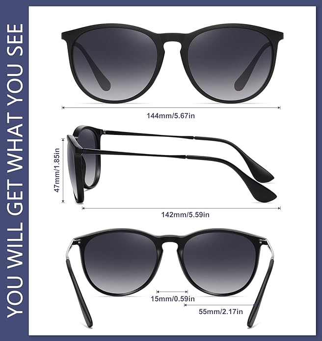 Retro sunglasses womens 2024 trendy round classic glasses
