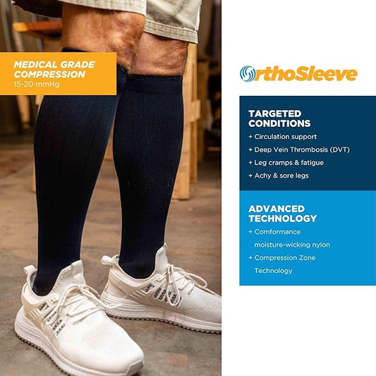 Medical Grade Compression Socks for Men & Women 15-20 mmHg by OrthoSleeve (Nebula, Small)