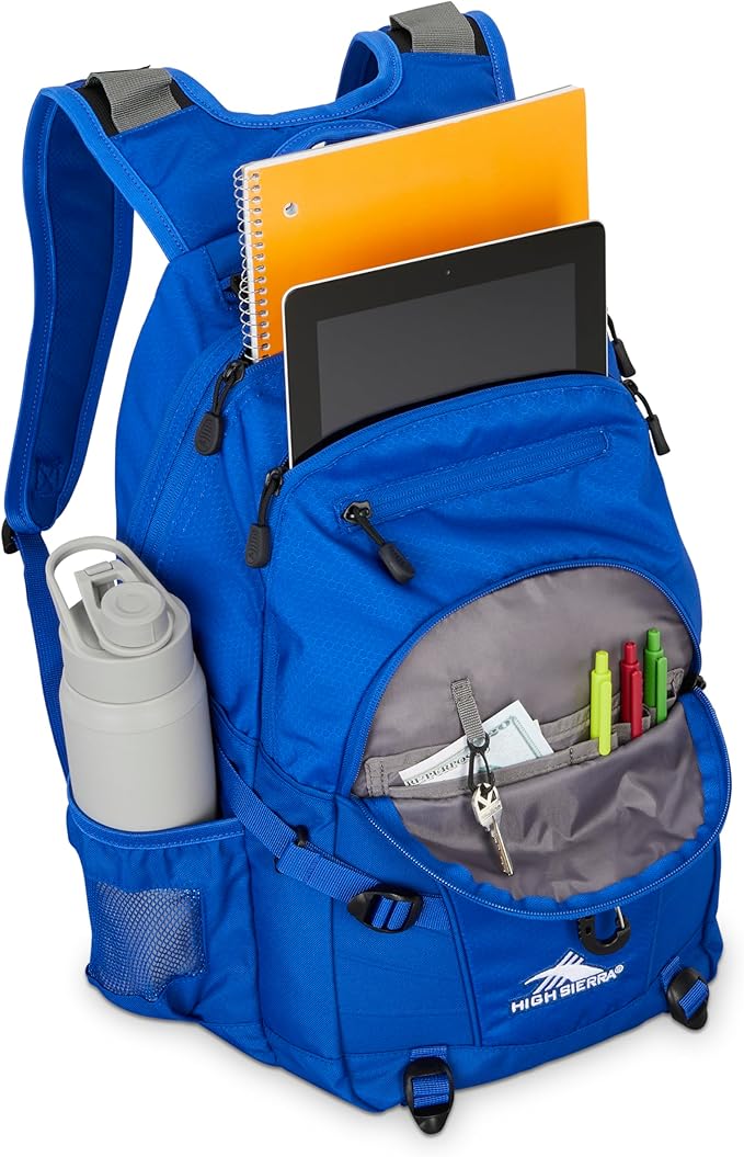 High Sierra Loop-Backpack, School, Travel, or Work Bookbag with tablet-sleeve, Cosmic Blue, One Size