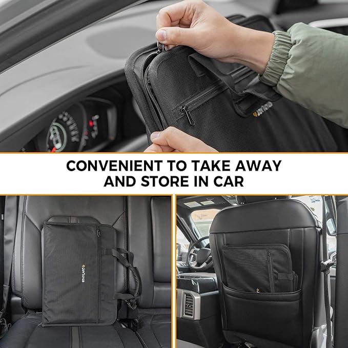 JOYTUTUS Steering Wheel Tray, Back Seat Headrest Tray for Eating Food and Drink, Work Table for Writing and Steering Wheel Laptop Desk, Car Organizer for Commuters, Travel, Family (16.54'' x 11.8'')