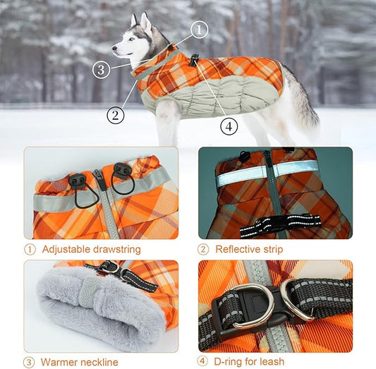 Lelepet Warm Dog Winter Coat Dog Coats for Extra Large Dogs Waterproof Dogs Jacket with Harness Built in Reflective Cold Weather Coats Windproof Zip-Up Winter Fleece Vest Snowsuit Great Dane 3XL