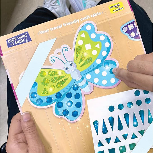 Imagimake Mirror Mosaic Butterfly & Peacock Kids Art Set | DIY Craft Kit | Foil Stickers for Girls | Crative Mosaic Kit | Christmas Activities for Kids | Christmas Gifts for Girls & Boys Ages 3-5-8-10