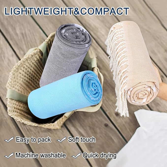 Beach Towel 2 Pack,Sand Free Beach Towels Oversized 39 x 72,Turkish Beach Towel Quick Dry,Lightweight Pool Towels for Adults Travel Towel,Cool Beach Essentials