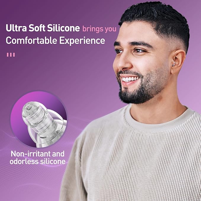 High Fidelity Concert Ear Plugs, Noise Cancelling Silicone Ear Plugs 2 Pairs Great for Concerts Loud Music, Musicians, Motorcycles, Airplanes, Raves, Hearing Protection -23 dB