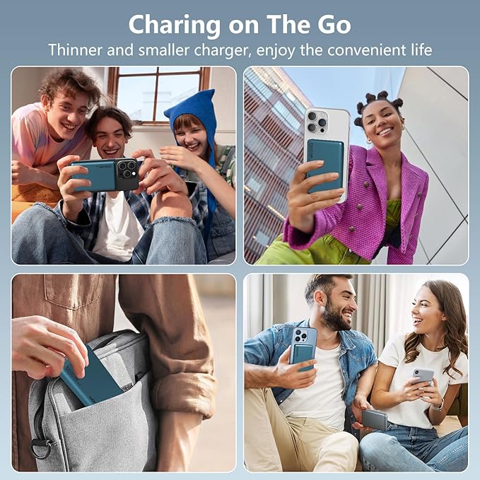 LUCKYDUO Ultra Slim 10000mAh for Magnetic Portable Charger,0.47IN Thin Wireless Magnetic Power Bank, Compact Battery Pack with PD 20W Two Way USB-C Charging,Compatible with iPhone 16/15/14/13 Series