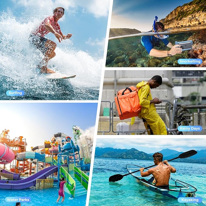 2 Pack ProCase Floating Waterproof Phone Pouch Up to 7", IPX8 Floatable Underwater Phone Case Dry Bag for iPhone 17/Air 16 15 14 13 12 11 Pro Max Xs Max XR X 8 7 Plus SE/Galaxy S24 S23 S22 - BlueGreen