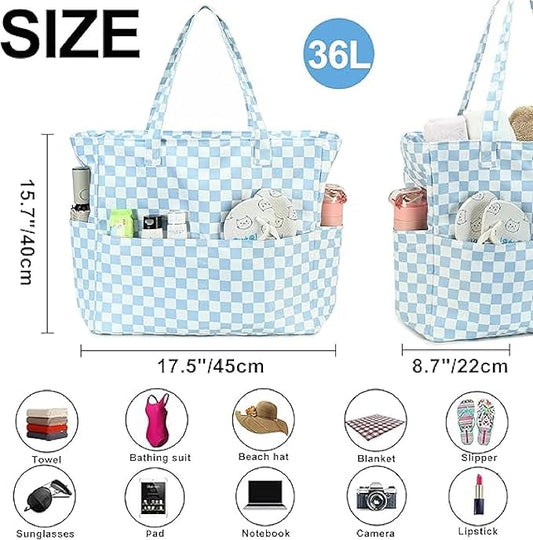 Bluboon Waterproof Beach Tote Pool Bags for Women Ladies Extra Large Carry On Bag With Wet Compartment for Weekender Travel