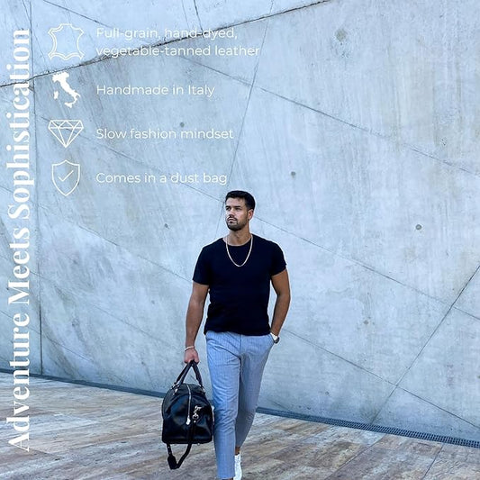 Leather Duffel Bag Weekend Bag Gym Large Travel Bag - Time Resistance