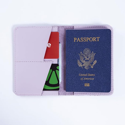 INCARNE US Passport Cover Clear - Travel Passport Wallet - Leather Passport Holder for Women Men Family with Card Slots & Note Compartmen - Sleeve Protector - Genuine Leather - Classic Fuchsia