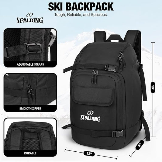 Spalding Ski Boot Bag Backpack | 50L Waterproof Skiing and Snowboarding Travel Bag for Skis Snowboard Helmet Boots & Sports Gear Equipment | Gift for Men and Women