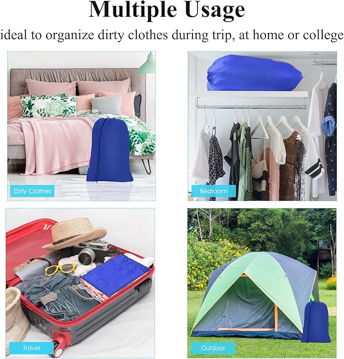 OTraki 28x45 inch Extra Large Laundry Bag 2 Pack Drawstring Laundry Hamper Bag Heavy Duty Dirty Clothes Bag Washable Organizer Storage for Camp Home Dorm Hotel Laundromat Blue