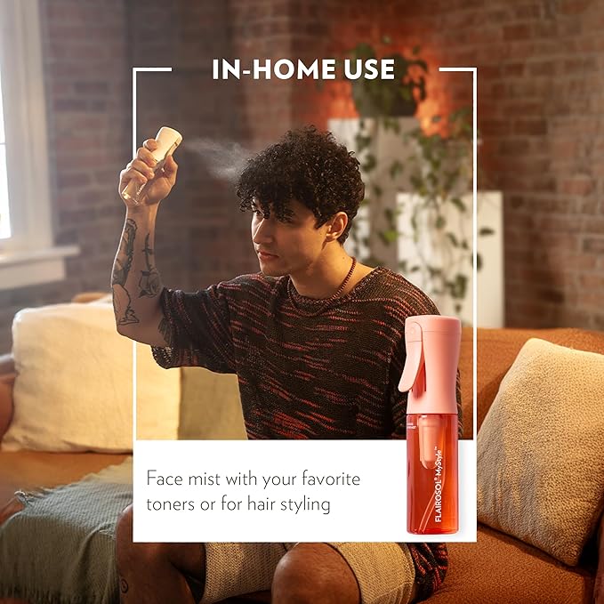 FLAIROSOL MyStyle, Spray Bottle for Hair - Small Travel Spray Bottle, Ultra Fine Continuous Water Mist for Face, Hairstyling, Salon, Cleaning, Beauty, Toners, Hydration & Makeup, 3.04oz / 90ml, Peach