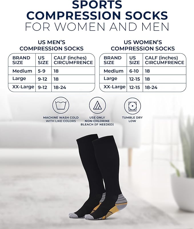 Pembrook 3 Pairs Compression Socks 20-30 mmHg - Compression Socks for Women and Men | Running, Athletic, Travel, Nurses