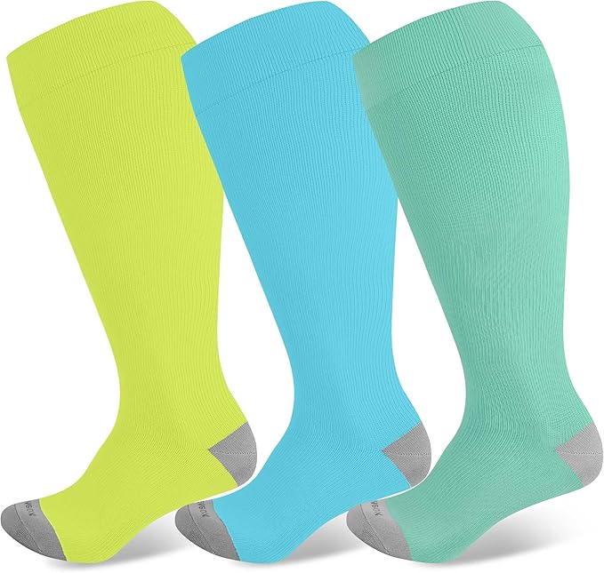 Wide Calf Compression Socks for Women & Men Extra Large Size Support Socks for Nurses Running Pregnant Travel, 15-20 mmHg