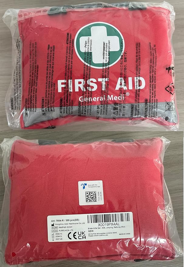 General Medi First Aid Kit -309 Pieces- Reflective Bag Design - Including Bandages, Moleskin Pad and Emergency Blanket for Travel, Home, Office, Car, Camping, Workplace