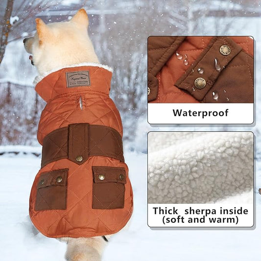 KYEESE Dog Coat Soft Dogs Jacket with Pocket Warm Pet Winter Puffer Coat with Leash Hole Windproof Pet Sweater with Thick Dog Coats for Medium Dogs Waterproof Pets Clothes for Cold Weather