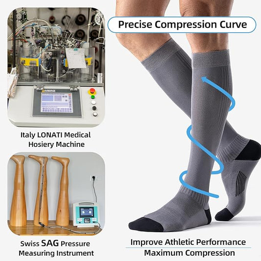 3 Pairs Compression Socks 15-20 mmHg for Women Men - Moderate Support for Circulation, Sports, Travel, Comfort Cuff