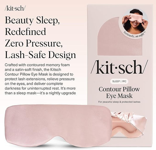 Kitsch Contour Pillow Eye Mask – Softer Than Silk Eye Masks for Sleep, Blindfold Sleep Masks for Women & Men, No Eye Pressure, Lightweight, Eye Care, Travel Essentials - Blush
