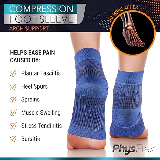 Compression Socks 20-30mmHg for Plantar Fasciitis, Achilles Tendonitis Relief - Ankle Compression Sleeve for Heel Spurs, Foot Swelling & Fatigue - Arch Support Brace for Everyday Use (1 Pair)