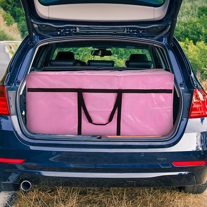 4 Pcs 96 Gallon Large Moving Bags with Zipper and Handles Foldable Storage Duffle Bags Heavy Duty Extra Large Totes for College Dorm Travel Clothes Blankets Bedding Moving (Pink)