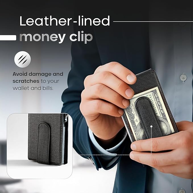Smart Wallet With Tracker, RFID Blocking, Money Clip For Men, Works with Apple Find My (iOS Only), No Need for AirTag, Minimalist Wallet, All-in-One Model, Gift For Men.