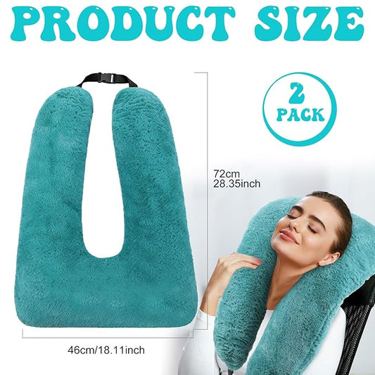 2 Pcs Travel Pillow Car Sleeping Kid Neck U Shaped for The Back Seat Adults Children Head and Body Support Long Distance Journey Accessories (Turquoise)