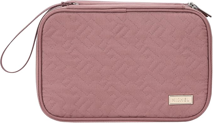 NISHEL Travel Cord Organizer Case, Large, Rose-wood Pink