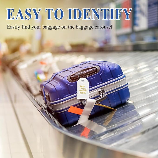 Luggage Tag & Initial Baggage Tags for Suitcases Leather Bag Tags for Backpacks Handbag School Instrument with Name ID Label Travel Essentials, Unique Fun Navy White Personalized Luggage Tags 2 Pack