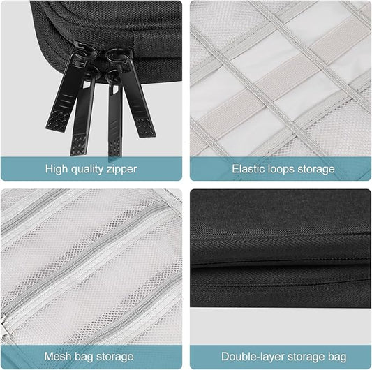 Electronic Accessories Organizer Carry Bag, Travel Cable Storage Case Portable Waterproof Double Layers All-in-One Storage Bag for Cord, Charger, Earphones, U Disk, USB Cable (L)