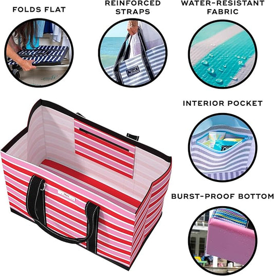 SCOUT Original Deano Tote Large - Durable Lightweight Open Top Beach, Pool & Lake Bag, Inside Zip Pocket, Folds Flat