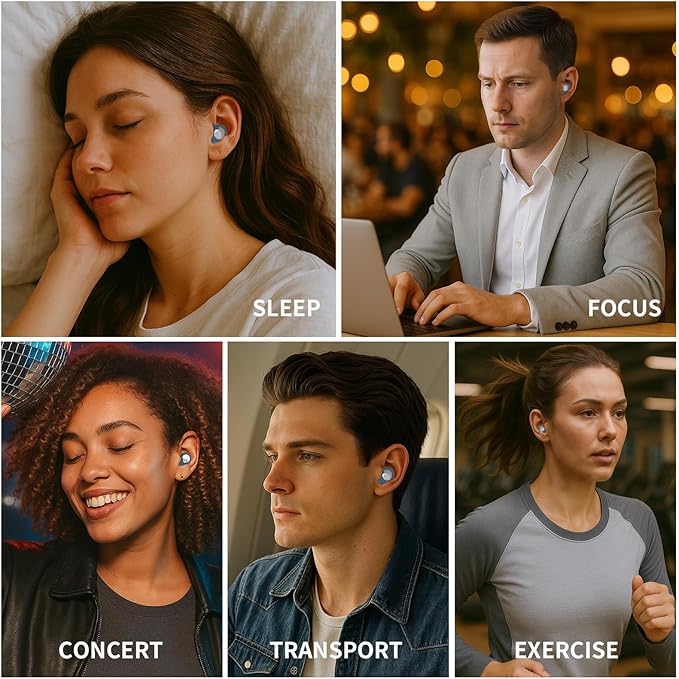 Ear Plugs for Sleeping Noise Cancelling, Ear Plugs for Noise Reduction with 8 Eartips, Reusable Noise Cancelling Ear Plug for Concerts - Blue, Silicone Hearing Protection Earplug 30db