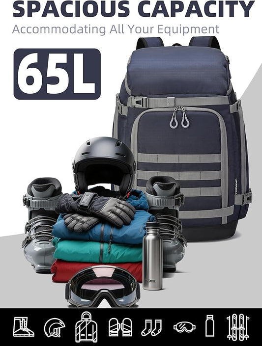 New Ski/Snowboard Boot Bag/Skating Bag | Excellent for Store and Transport Gear, Helmet, Goggles & Accessories | Travel with Waterproof Exterior, Reflective Strip for Men, Women (Blue)