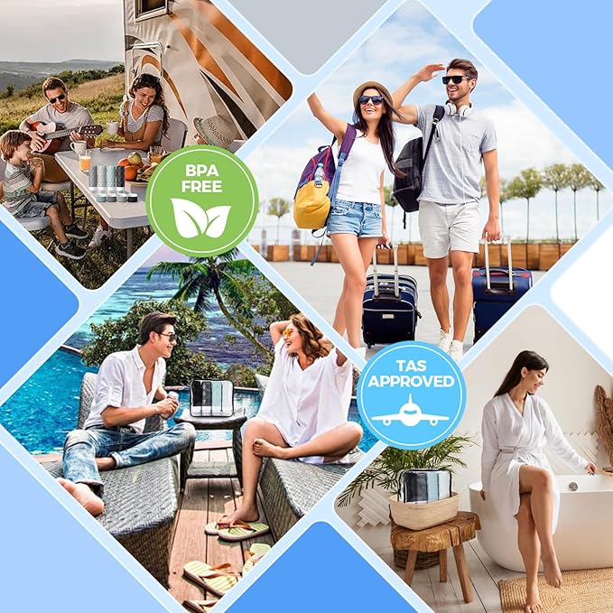 16Pack Travel Bottles for Toiletries, TSA Approved Travel Size Toiletries Containers Set, Silicone Leak Proof Refillable Bottles Elastic Sleeves Creams Jars Accessories Kit W/Clear Bag (Gray)