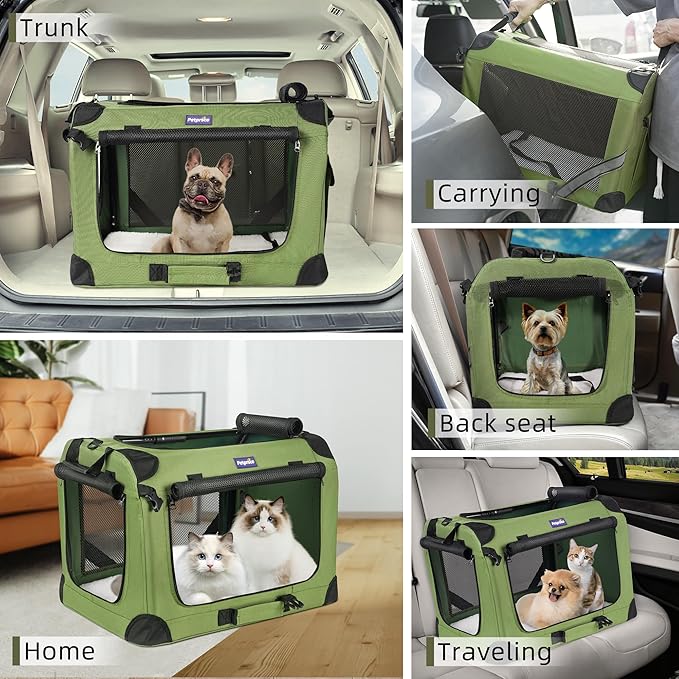 Petprsco Large Cat Carrier for 2 Cats Small Medium Dogs, Soft Pet Carrier 24x17x17 for Traveling with Warm Blanket Foldable Bowl and Washable Pad
