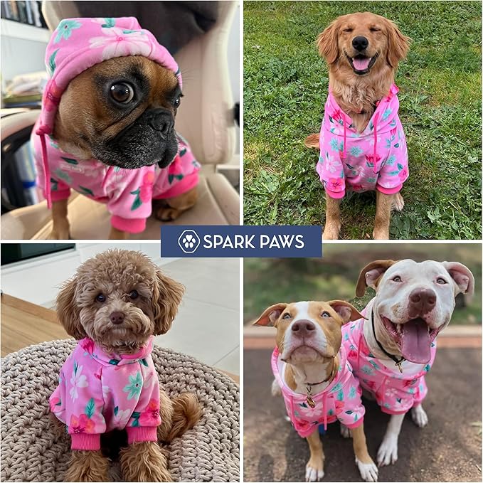Spark Paws Dog Hoodie – Premium Dog Sweater for Small, Medium, and Large Dogs | Warm Outfits for French Bulldogs, Pitbull, Puppy, Winter Jacket Alternative - Blossom - XL
