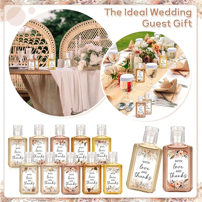 50 Pcs Bohemia Mini Hand Sanitizer Bulk Thank You Gift Favors Small Hand Sanitizer for Guest 1fl oz Travel Size Hand Soap Gift for Wedding and Baby Shower Supplies