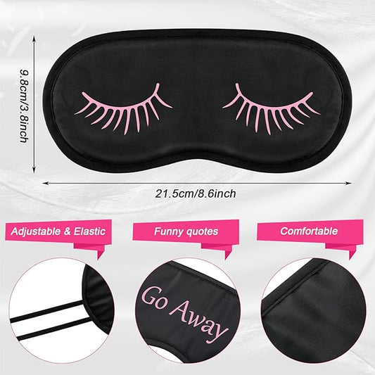 Eurzom 20 Pieces Funny Eye Sleeping Mask Bulk with Adjustable Strap Blackout Eye Sleep Mask for Night Blindfold Cover for Women Men (Cute Black)