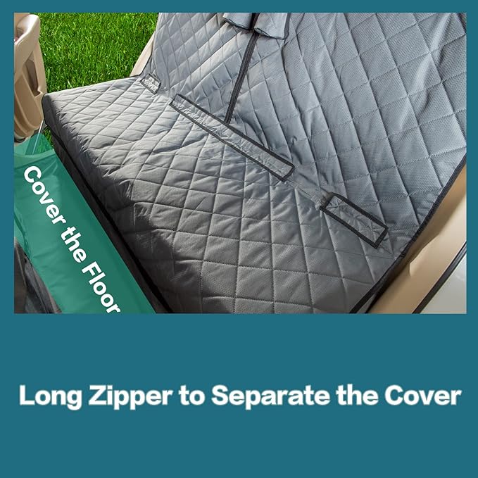 Car Dogs All Covered Back Seat Cover with Mesh Window, Bench and Hammock Combination Detachable Pet Seat Cover Suitable for Most Vehicles (Grey, Standard)