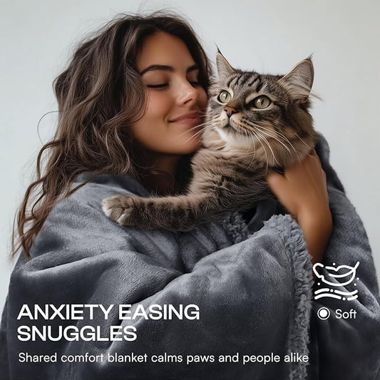 Waterproof Pet Blanket, Liquid Pee Proof Dog Blanket for Sofa Bed Couch, Reversible Sherpa Fleece Furniture Protector Cover for Small Medium Large Dogs Cats, Dark Gray Medium(57" x 40")