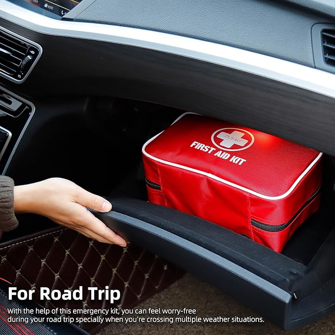 330 Piece First Aid Kit, Premium Waterproof Compact Trauma Medical Kits for Any Emergencies, Ideal for Home, Car, Travel, Camping, Hiking, Truck, Office, Sports (Red)