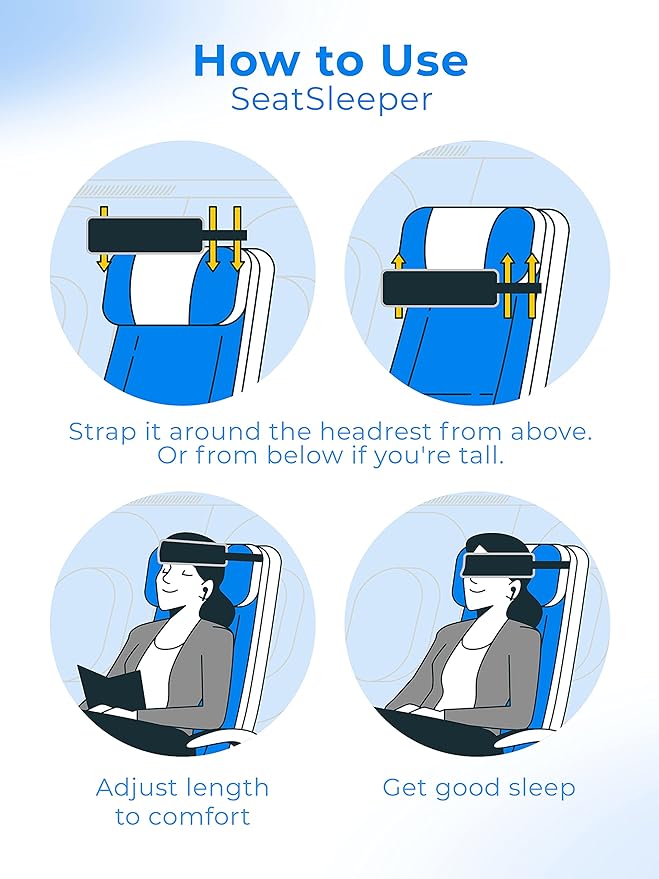Travel Pillow Alternative Stops Bobbing | Airplane Head Straps and Car Support Band | Great on Travel Upright | Super Comfy Neck Support | Small & Compact