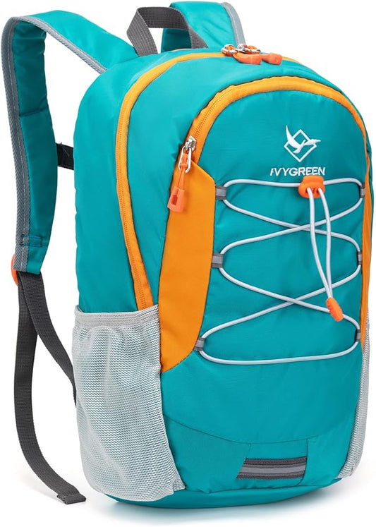 IVYGREEN Little Kids Hiking Backpack for Boys or Girls, Small Daypack for Camping or Travel (Teal blue, Medium)