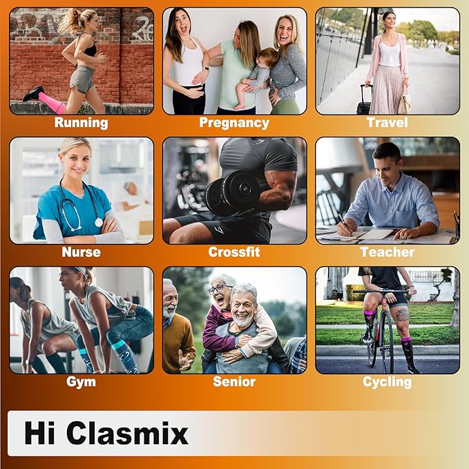 Graduated Compression Socks for Women&Men 20-30mmhg Knee High Socks Travel Hiking Running Stocking