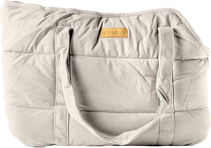 NoblePup Cozy Plush Dog Purse Carrier for Small Dogs - Dog Carrier Purse with Secure Harness Clip, Dog Tote Bag for Small Dogs and Puppies - White 2.0